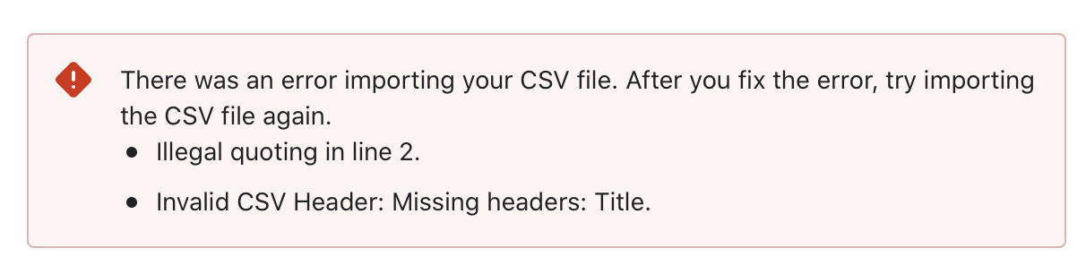 Shopify CSV file import error 
