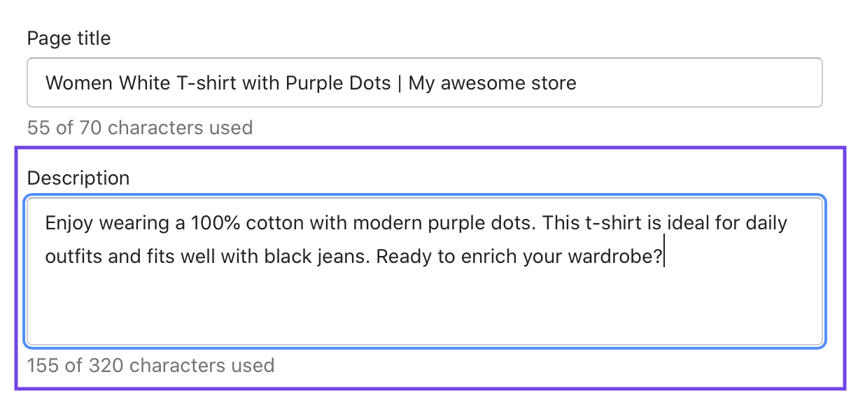 How to edit meta description for my products in Shopify