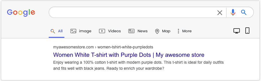 An example of a title and meta description in SERP